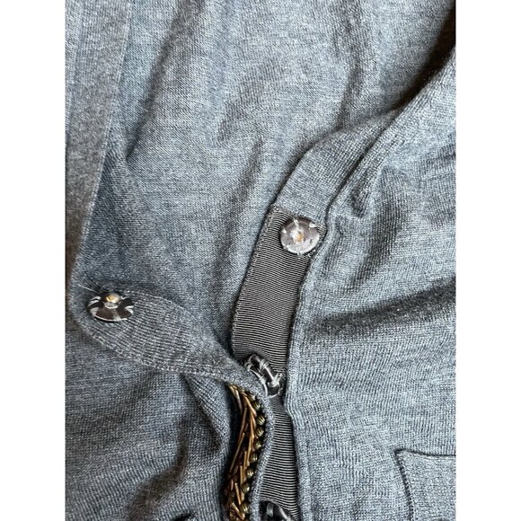 Banana Republic Womens XXS Gray V-neck Cardigan Beaded Fine Merino Wool Pocket - Picture 5 of 9